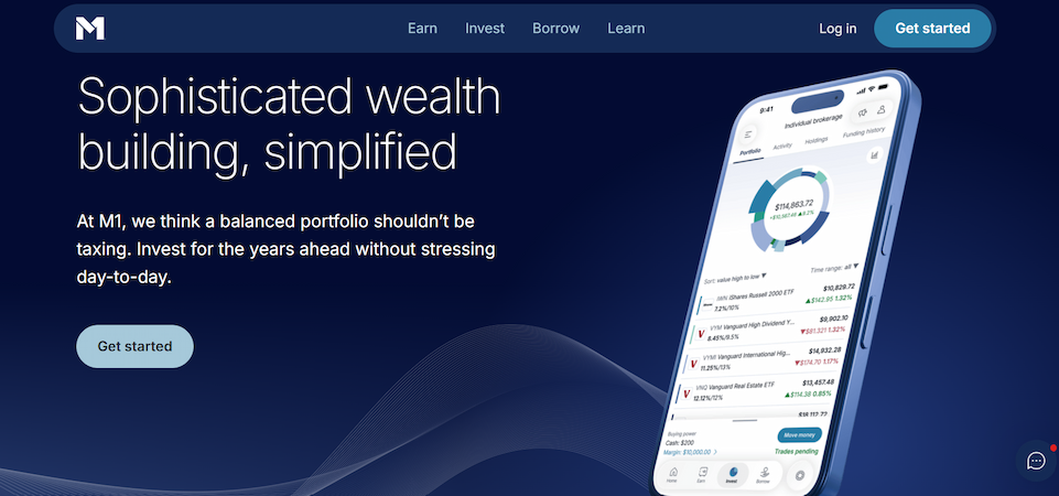 M1 Finance homepage for automated dividend investing"