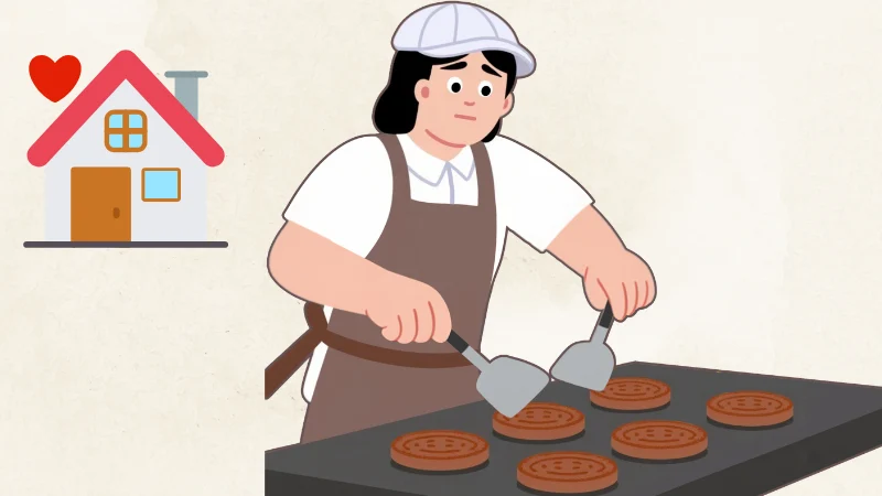 Person cooking at home representing home based business ideas like a food business