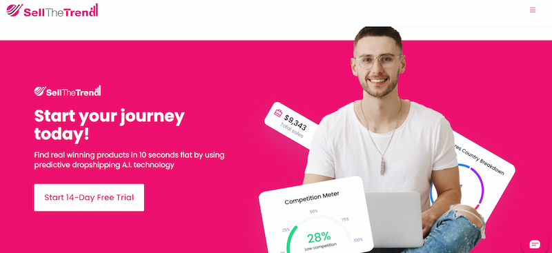 Sell The Trend dashboard with AI product research and competition meter for finding winning dropshipping products